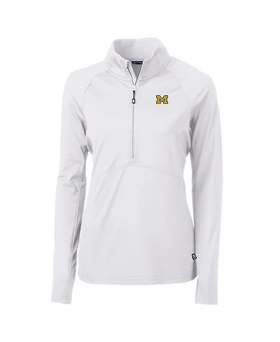 Cutter & Buck Women's White Michigan Wolverines Adapt Eco Knit Half-Zip Pullover Jacket
