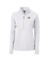Cutter & Buck Women's White Michigan Wolverines Adapt Eco Knit Half-Zip Pullover Jacket