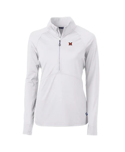 Cutter & Buck Women's White Miami University RedHawks Adapt Eco Knit Half-Zip Pullover Jacket