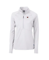 Cutter & Buck Women's White Miami University RedHawks Adapt Eco Knit Half-Zip Pullover Jacket