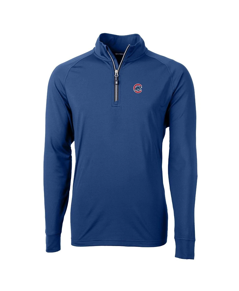 Cutter & Buck Men's Royal Chicago Cubs Adapt Eco Knit Stretch Quarter-Zip Pullover Top