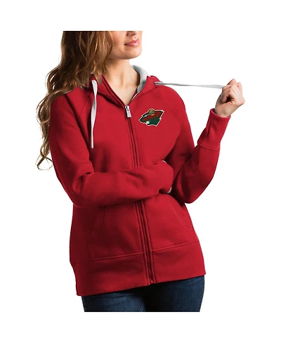 Antigua Women's Red Minnesota Wild Victory Full-Zip Hoodie