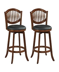 Slickblue Set of 2 Swivel Bar Stools with Back Support, Wood Frame Chairs for Kitchen Island