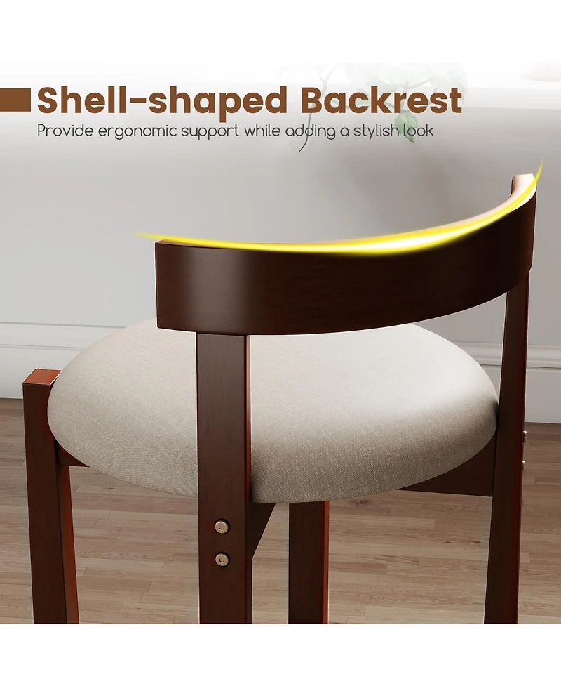 Slickblue Set of 2 Counter Bar Stools with Backrest and Footrest