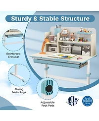 Gouun Kids Wood Rolling Folding Computer Standing Desk with Drawers