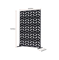Sugift 47 x 72 in Freestanding 5-Panel Metal Privacy Screen, Steel Outdoor Divider with Stand for Balcony Patio Garden
