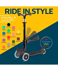 3 Wheel Scooter for Kids with Foldable Seat, Adjustable Handlebar Height, Lean-to-Steer Ride On Toy for Kids Ages 2+, Light-Up Led Wheels, Wide Anti S
