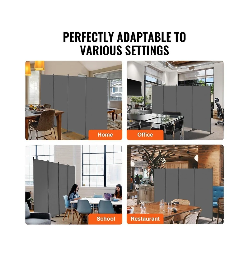 Sugift 4-Panel Fabric Folding Room Divider with Steel Frame, 72.4 in Tall Portable Privacy Screen