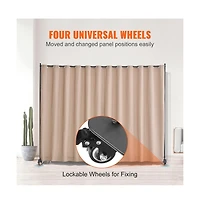 Sugift Portable Panel Room Divider with Wheels, 121.5 x 17.7 x 96.7 in Freestanding Curtain Privacy Screen for Office Bedroom Dining