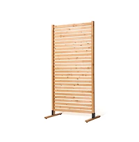 Sugift 36 x 76 in Freestanding Wood Privacy Screen, Decorative Wood Panel with Ground Stake for Patio Yard Garden