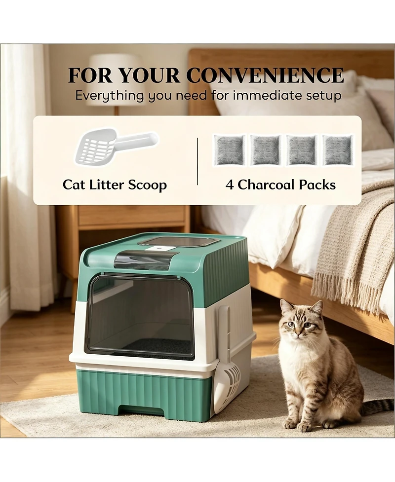 Aostirmotor Pet Litter Box, Fully Enclosed Box
