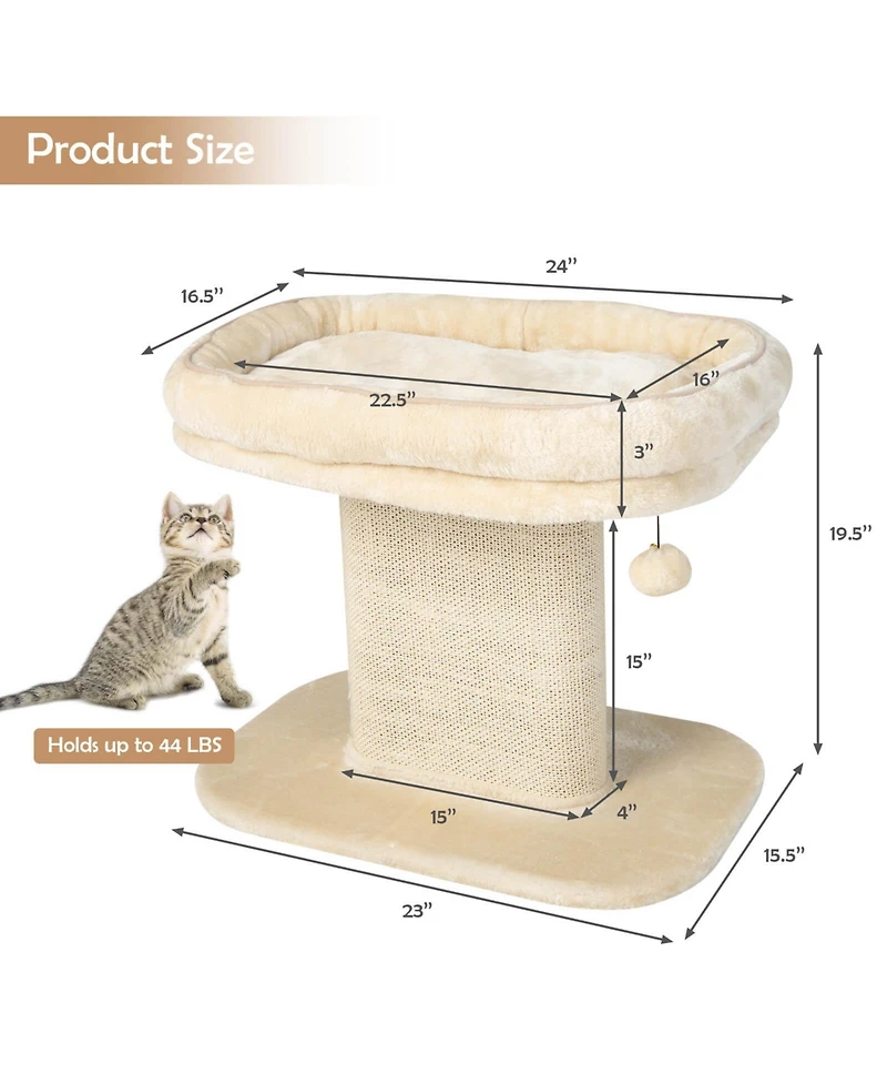 Cozito Cat Tower Modern with Plush Perch and Sisal Scratch Plate