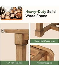 Tribesigns 63" Solid Wood Dining Table, Rectangular Kitchen Table with Sturdy Legs, Rustic Wooden Dinner Tables