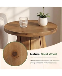 Tribesigns 20" Solid Wood End Table, Round Side Table with Splayed Base, Farmhouse Nightstand Accent Table