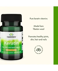 Swanson Keratin From Tibetan Wool, Healthy Joints, Hair, Skin and Nails, Nourishes Connective Tissues, Natural Supplement, 50 mg, 60 Capsules