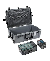 Pelican 1595TRVL Wheeled Waterproof Air Travel Case with Lid Organizer and Packing Cubes