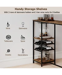 Slickblue Long Bar Table with Storage Shelves, Bar Height Dining Table for Kitchen and Dining Area