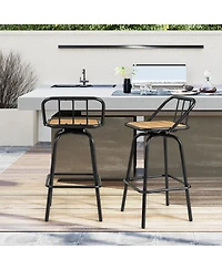 Slickblue Counter Height Swivel Bar Stools Set of 2 with 360degree(s) Rotation, Backrest and Footrest