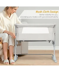Gouun Baby 4-Height Travel Bedside Bassinet with Breathable Mesh and Carry Bag