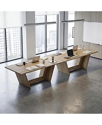 Homsee 82" Modern Wood Dining Table - Extra Wide 40 Inch Rectangular Table with V-Shaped Legs