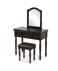 Gouun Wood Makeup Vanity Table and Stool Set with Lighted Mirror