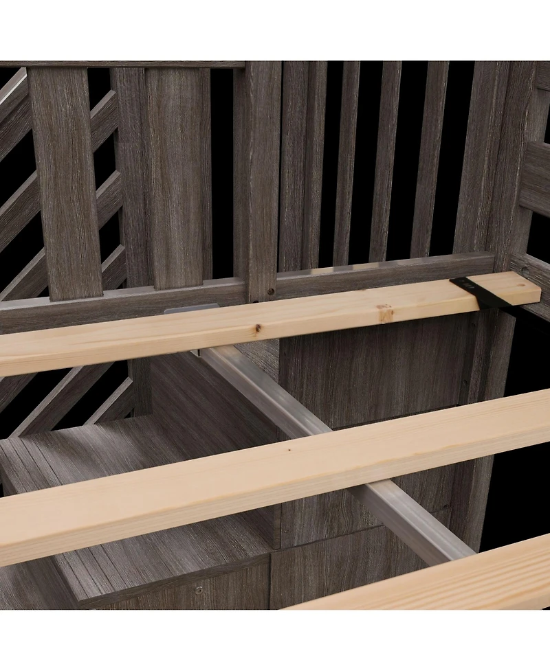 Max & Lily Solid Wood Twin Loft Bed with Stairs, Beds Ladder for Kids