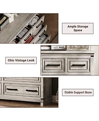 gaomon Farmhouse 8 Drawer Dresser, Rustic Wood Chest of Drawers for Bedroom