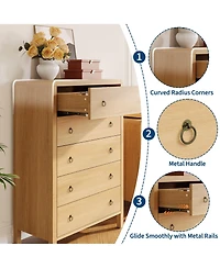 gaomon 5 Drawer Dresser for Bedroom, 47" Tall Storage Cabinet, Nightstand with Large Clothes Organizer