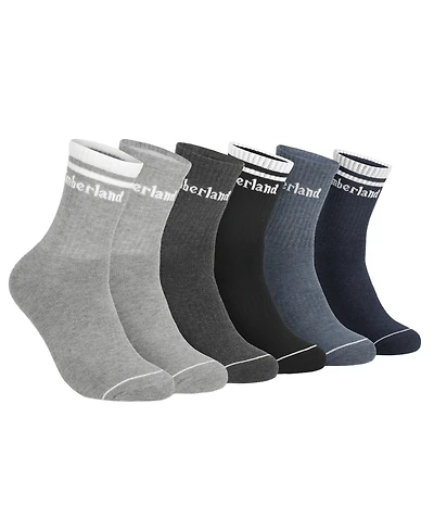 Timberland Men's 6-Pack Millboro Script Logo High Quarter Socks