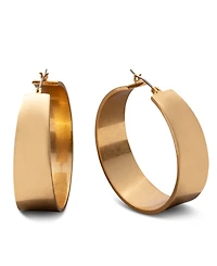 Donna Karan Gold-Tone Drama Flat Hoop Earrings