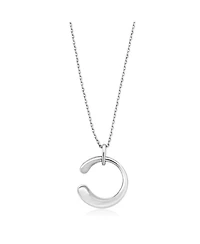 Simona Polished Puffed 'C' Design Necklace