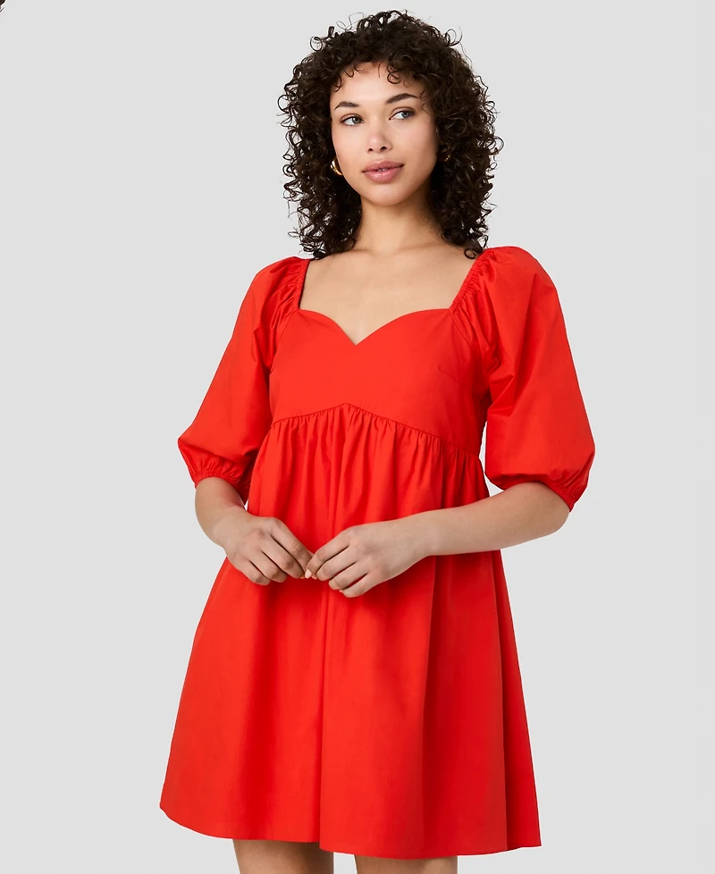 French Connection Women's Puff-Sleeve Sweetheart Neck Mini Dress