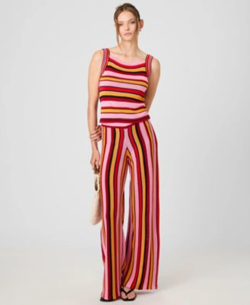 French Connection Womens Striped Sleeveless Top Motley Knit Striped Flare Pants
