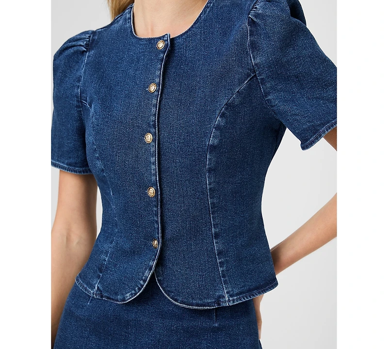 French Connection Women's Delancey Denim Button Front Top