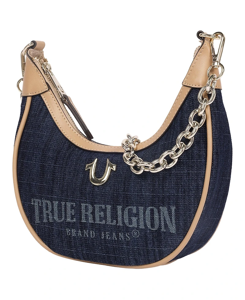 True Religion Bailey Denim and Pu Hobo Bag