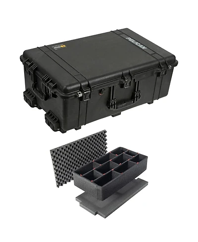 Pelican 1650 Watertight Wheeled Hard Case with Foam Insert, Bundle with Divider Kit