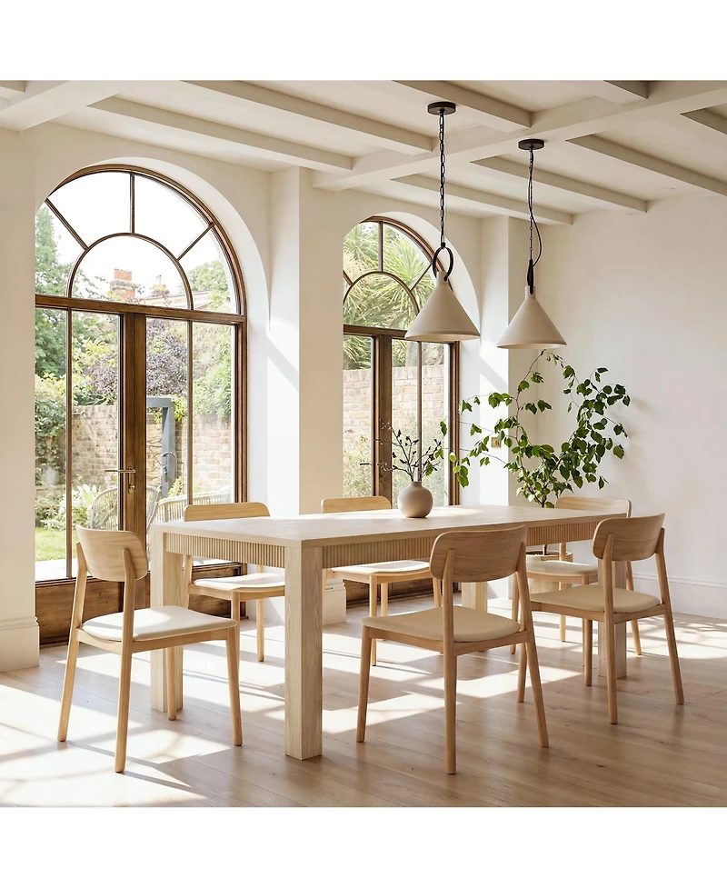 Homsee 7ft Solid Wood Dining Table - Extra Large Farmhouse Table with Wavy Edge and Rubber Wood Legs | 440lbs Capacity
