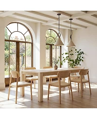 Homsee 7ft Solid Wood Dining Table - Extra Large Farmhouse Table with Wavy Edge and Rubber Wood Legs | 440lbs Capacity