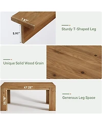 Tribesigns 63 Inches Solid Wood Dining Table for 4-6, Farmhouse Rectangular Kitchen Dinner Table with Heavy-Duty Legs