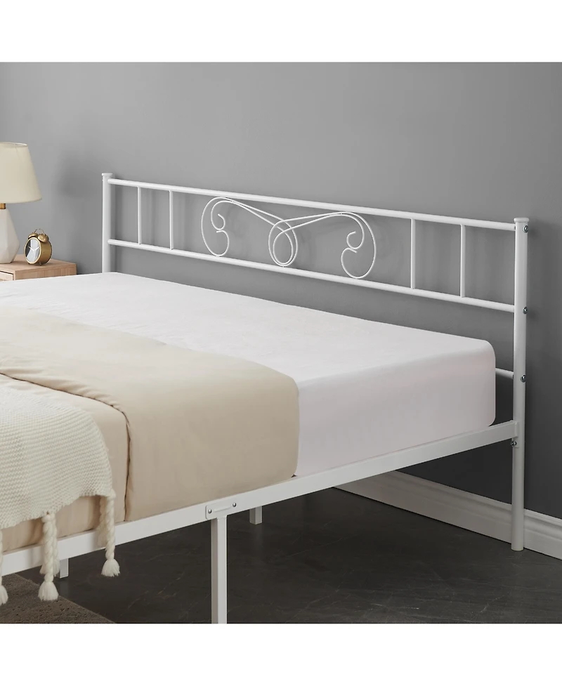 Homfan Modern Metal Bed Frame with Headboard and Footboard - Sturdy Platform Foundation, Underbed Storage, Safe Rounded Corners, Easy Assembly