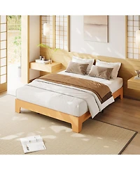 Homfan Wood Platform Bed Frame with Underbed Storage and Wood Slats, No Box Spring Needed