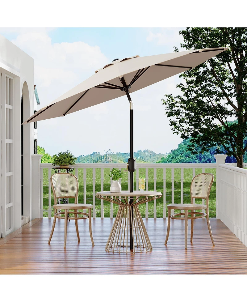homfan 9ft Outdoor Patio Umbrella, Waterproof and Uv Protected, 8 Durable Ribs, Crank Push Button Tilt, Easy Setup, for Garden, Deck Pool
