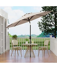 homfan 9ft Outdoor Patio Umbrella, Waterproof and Uv Protected, 8 Durable Ribs, Crank Push Button Tilt, Easy Setup, for Garden, Deck Pool