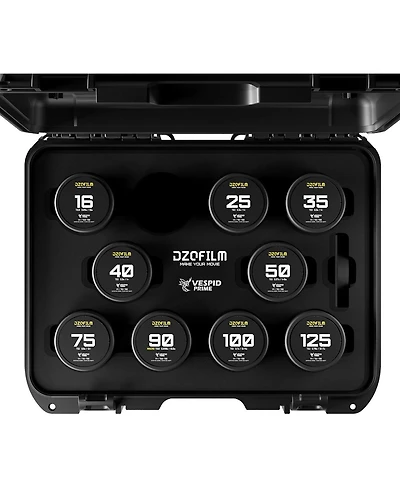 Dzofilm Vespid Prime Cinema 9-Lens Kit with 25mm, 35mm, 40mm, 50mm, 75mm, 100mm, 125mm T2.1, 16mm and 90mm T2.8 Lens for Pl and Ef Mount