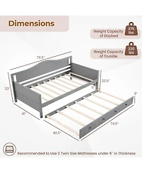 Slickblue Twin Size Daybed with Pull-Out Trundle and Slats