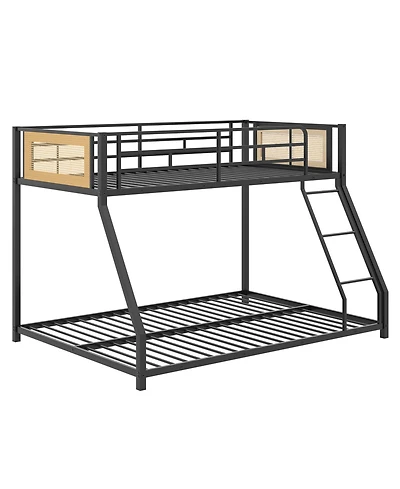 Slickblue Metal Bunk Bed Twin Over Full with Safety Guardrails and Space Saving Ladder Design