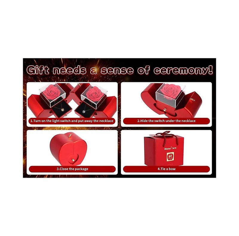 Gnuadz Preserved Rose Necklace Gift Box Love Card Couple Mother Gift