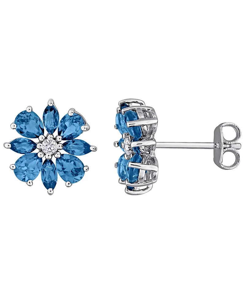 Macy's Rhodolite (2 ct. t.w.) and White Topaz (1/10 Earrings 18k Rose Gold Flash Plated Sterling Silver (Also Available Blue Topaz)