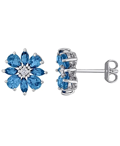 Macy's Rhodolite (2 ct. t.w.) and White Topaz (1/10 Earrings 18k Rose Gold Flash Plated Sterling Silver (Also Available Blue Topaz)