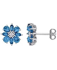 Macy's Rhodolite (2 ct. t.w.) and White Topaz (1/10 Earrings 18k Rose Gold Flash Plated Sterling Silver (Also Available Blue Topaz)